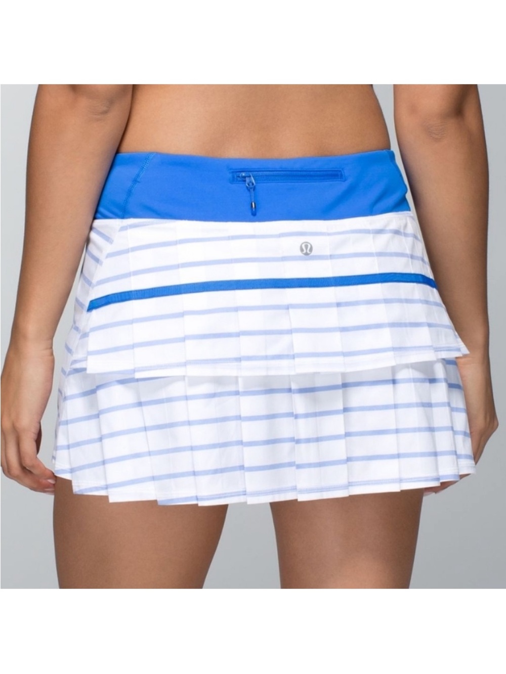 lululemon athletica White and Blue Pleated Athletic Skirt